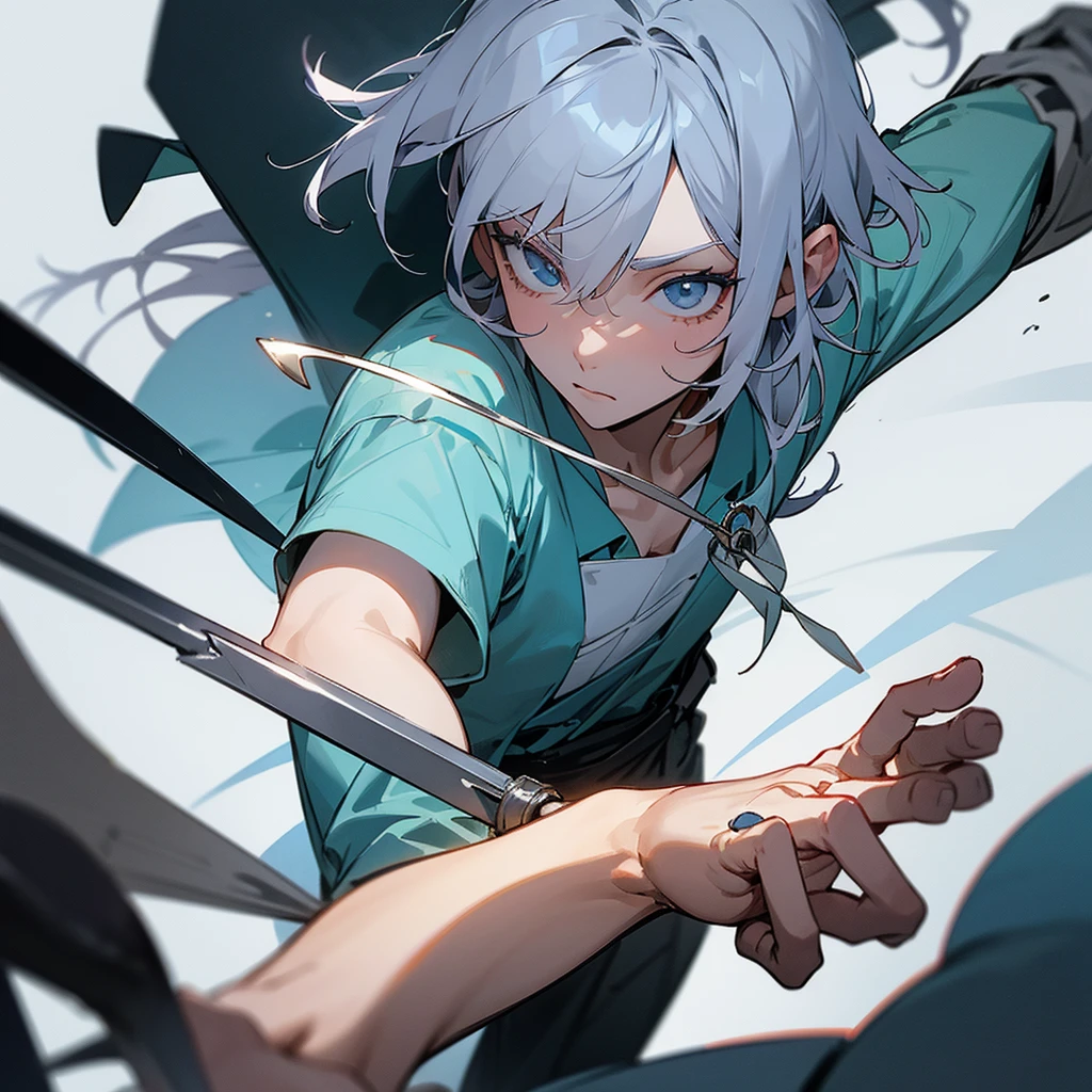 Character van wrote, dreaming of becoming the best surgeon in the world, height 179, with gray hair and a small dagger in his hands