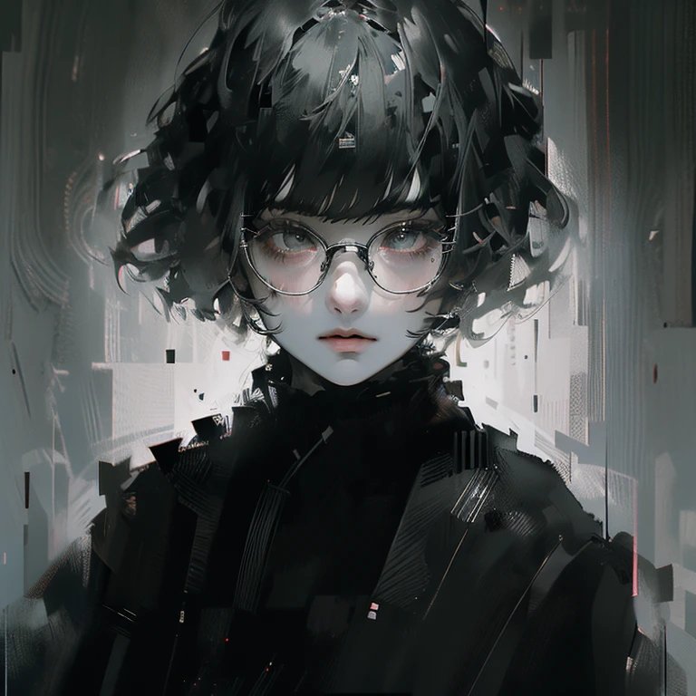 (8K、Highest quality、Highest quality、masterpiece)、Detailed face、One Girl、Black Hair、Glasses、Bobcut、big 、whole body