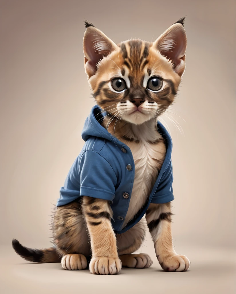 Kitten dressed as a boxer　Full Body Shot　Looking straight at the camera　