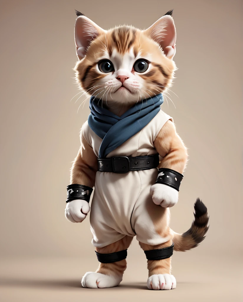 Kitten dressed as a boxer Full Body Shot Looking straight at the camera