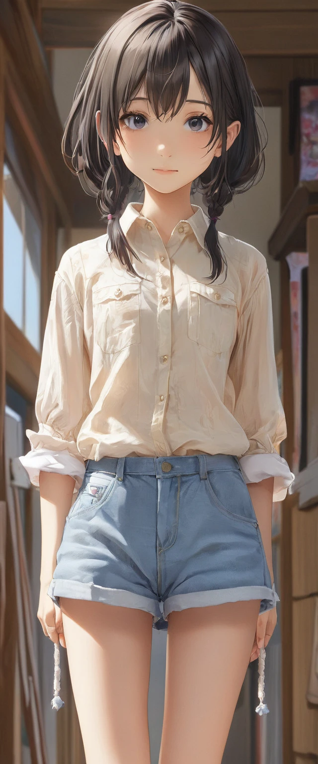 (masterpiece, Highest quality:1.2), One girl, alone,bony body、15 years old、from the front、anime
