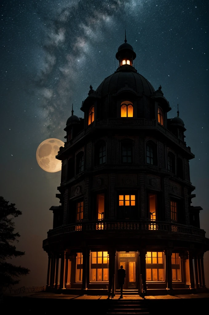 Title in large, bold Hindi font: The terrifying secret of the eerie observatory (The dangerous secret of the dangerous research school)
Smaller text below title in English: Night Shadow - Horror Camera