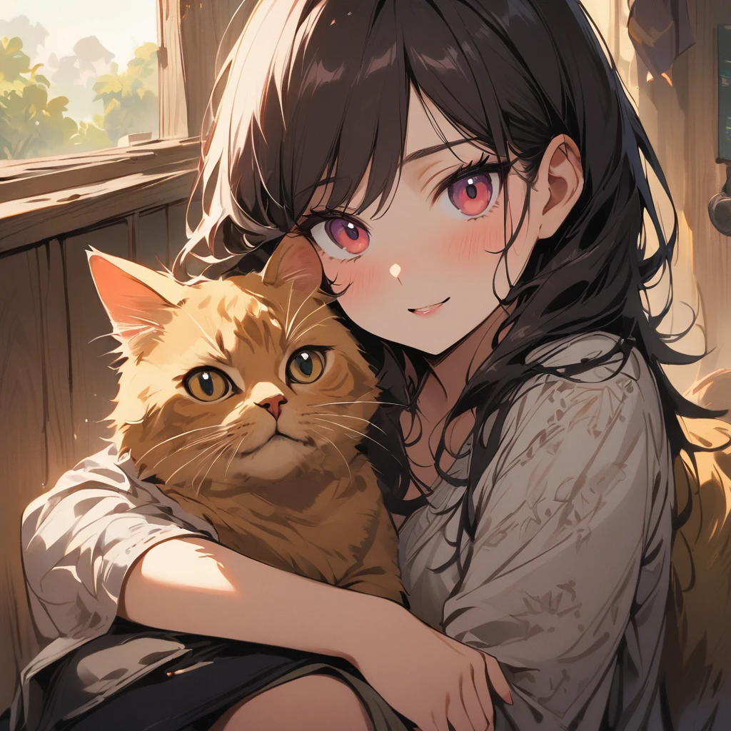 1 girl Hinata Hyuga look ahead cute detailed with a cat