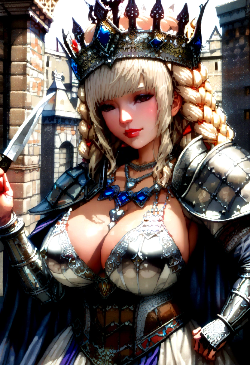(heavy breasts)、top-quality、masterpiece、超A high resolution、(White Ragon Armor)、(((Colossal tits))),dragon armor、(((18 year old princess))),(Wearing a beautiful crown made of jewels),(Photorealsitic:1.4)、Raw photo、1 girl、(((Random hair))、(((Take different poses)))、glowy skin、(((images of medieval europe)))、Intricate and ornate hair ornaments、(Looks like a gorgeous jewelry necklace)、(Full Body Angle)、(Fight big dragons)、With a beautiful knife、(metals bikini background))),、(falls)、ancient ruins cliff)、((super realistic details))、portlate、globalillumination、(sexypose)、Shadow、octan render、、8K、ultrasharp、Colossal 、Raw skin exposed in the cleavage、metals、Details of complex ornaments、Japan details、highly intricate detail、Realistic light、CG Society Trenlow Eyes、Eyes shining towards the camera、Toostock、(upper body Angle)、(Veils)、royal clothes、princess dress