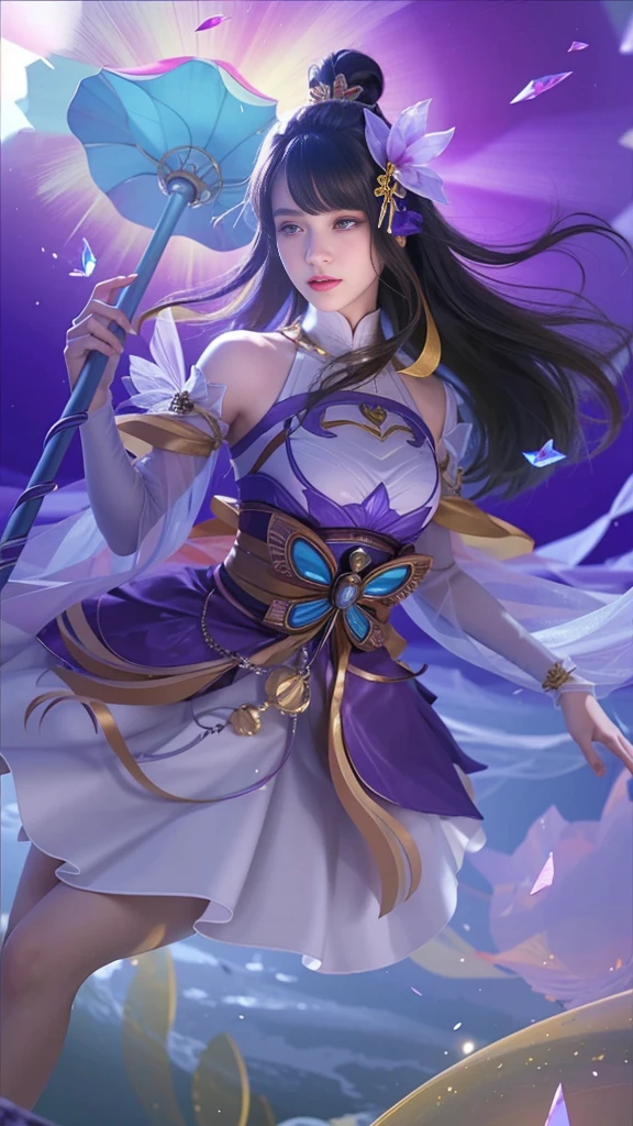 (Masterpiece, best quality:1.5), photorealistic:1.30, highres, wallpaper 8k, detail Texture, color details, crystal skin details, Glowing skin, detail face, detail body, detail Hand, detail finger, Very clear details, Fine details, ferpect lighting, micro detail Texture, 1girl, solo, long hair, purple eyes, purple eyes,