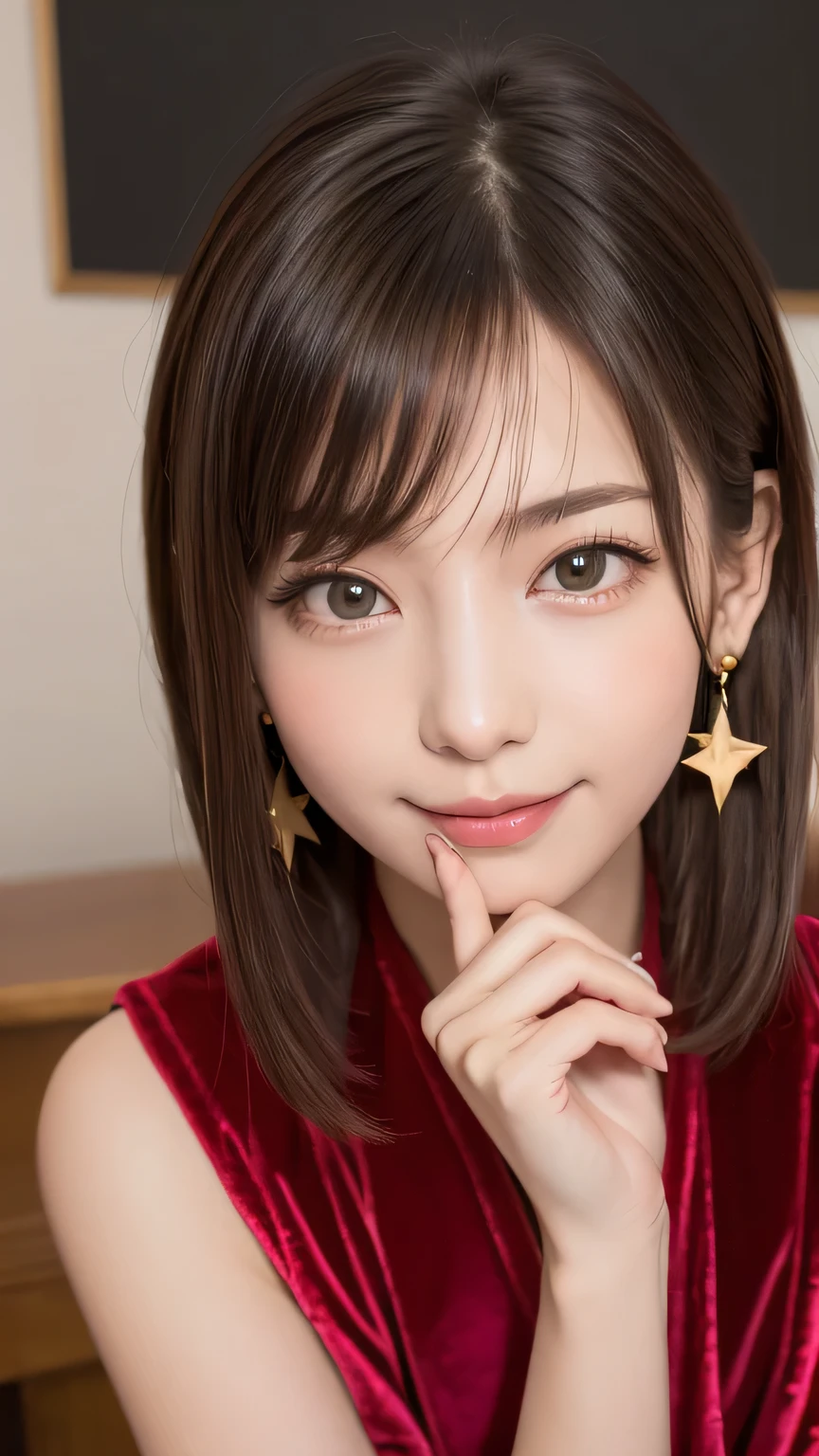 Best picture quality (8K, high resolution, Masterpiece: 1.2), super detailed, 215 Short Hair,Three braids long hair, 16-year-old woman,
situation: Use tarot cards to predict the client's fate。
clothing: Crimson Velvet Robe。The robe is decorated with gold embroidery.、There is a star charm on the cuff.。A gorgeous ring on your finger、She has long earrings in her ears。
detailed:
angle: A close-up shot of a person spreading out tarot cards and drawing one。
atmosphere: Anticipation and tension about the outcome of the cards。
background: A table lined with tarot cards、Astrology Ornaments。
Active Pause Focus on upper 腰
, random cute pose ,big eyes ,Puffy eyes , Heart Pupil, blush , huge shy smile , salute