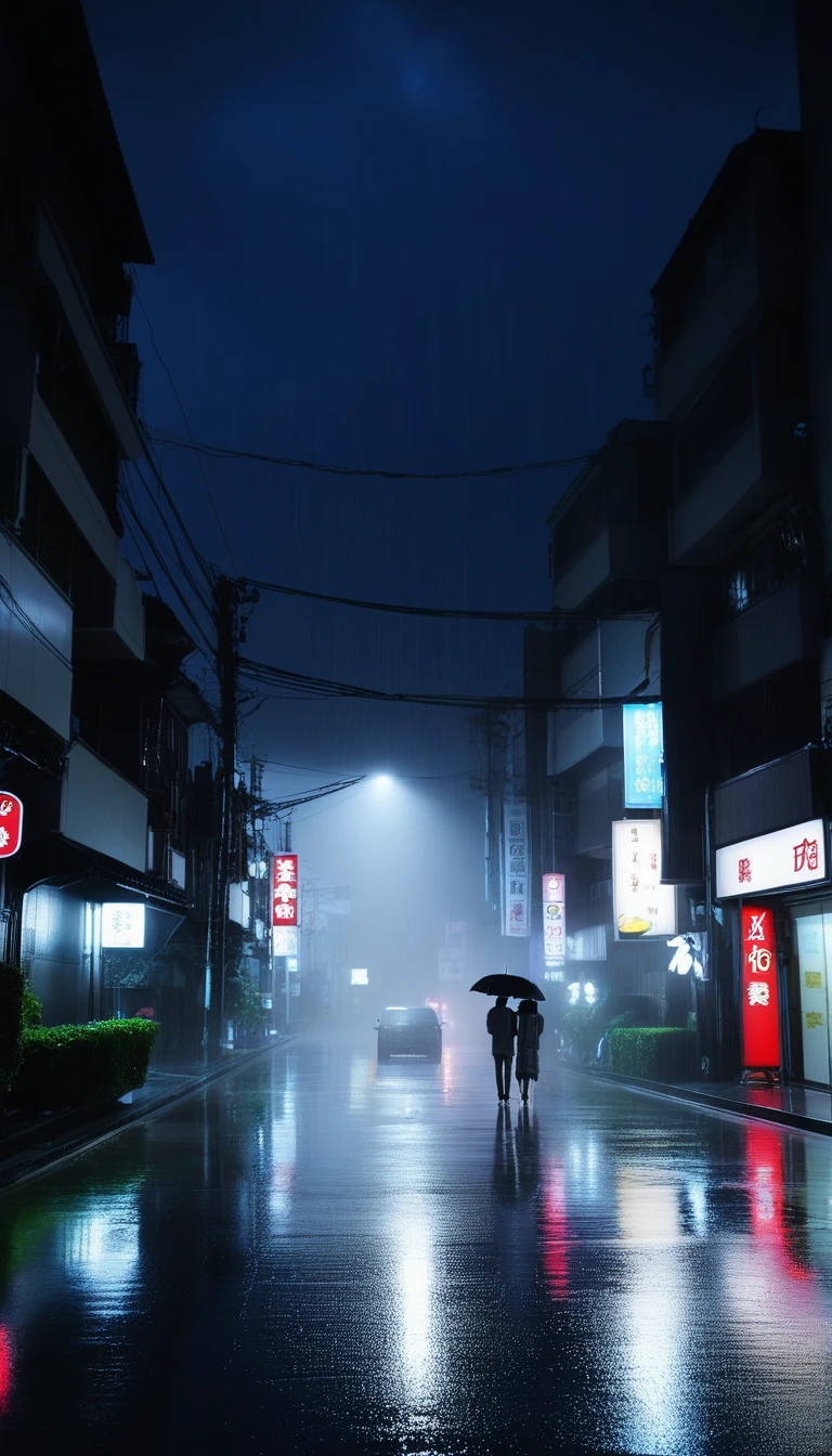 Rainy night sky、light rain、