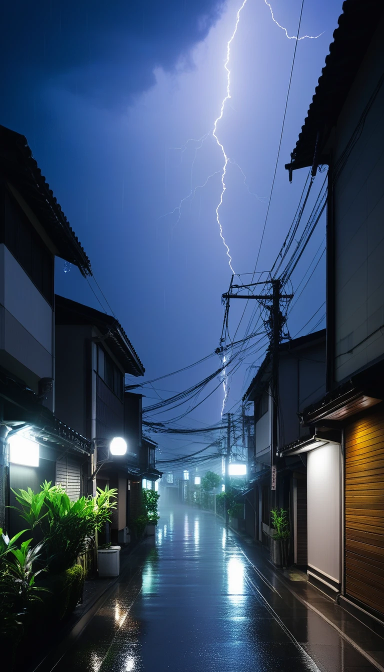 Rainy night sky、light rain、