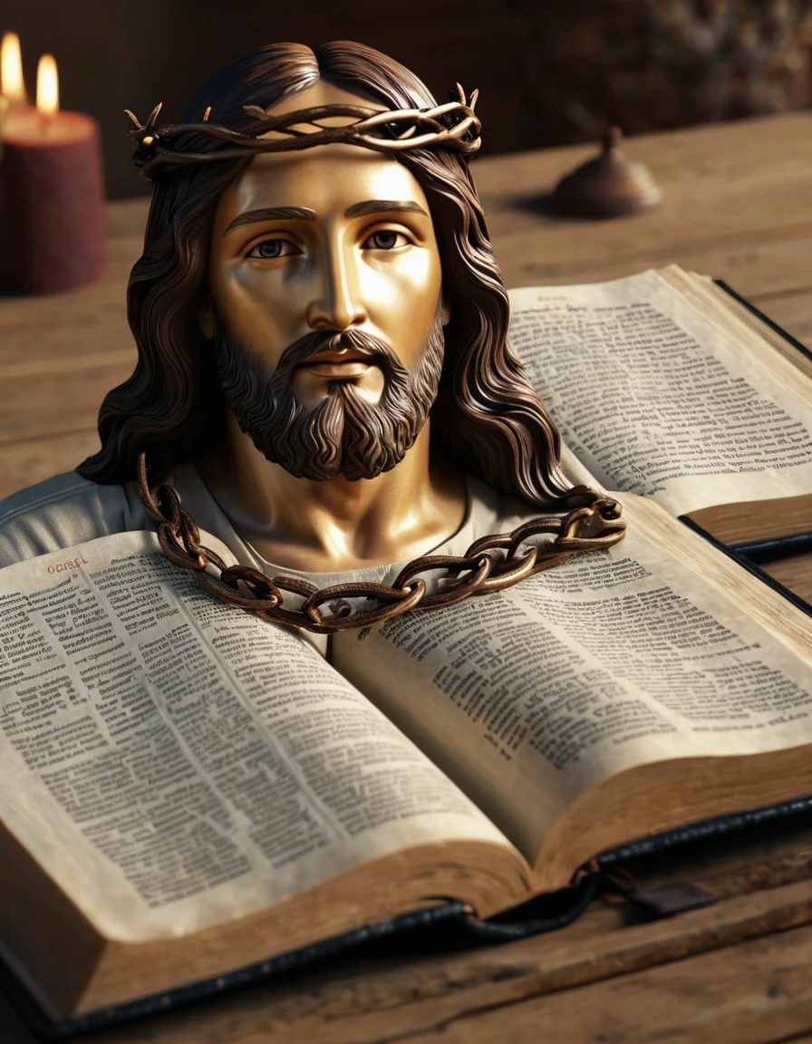 4K REALISTIC IMAGE OF CHRIST, BIBLES, MANUSCRIPTS