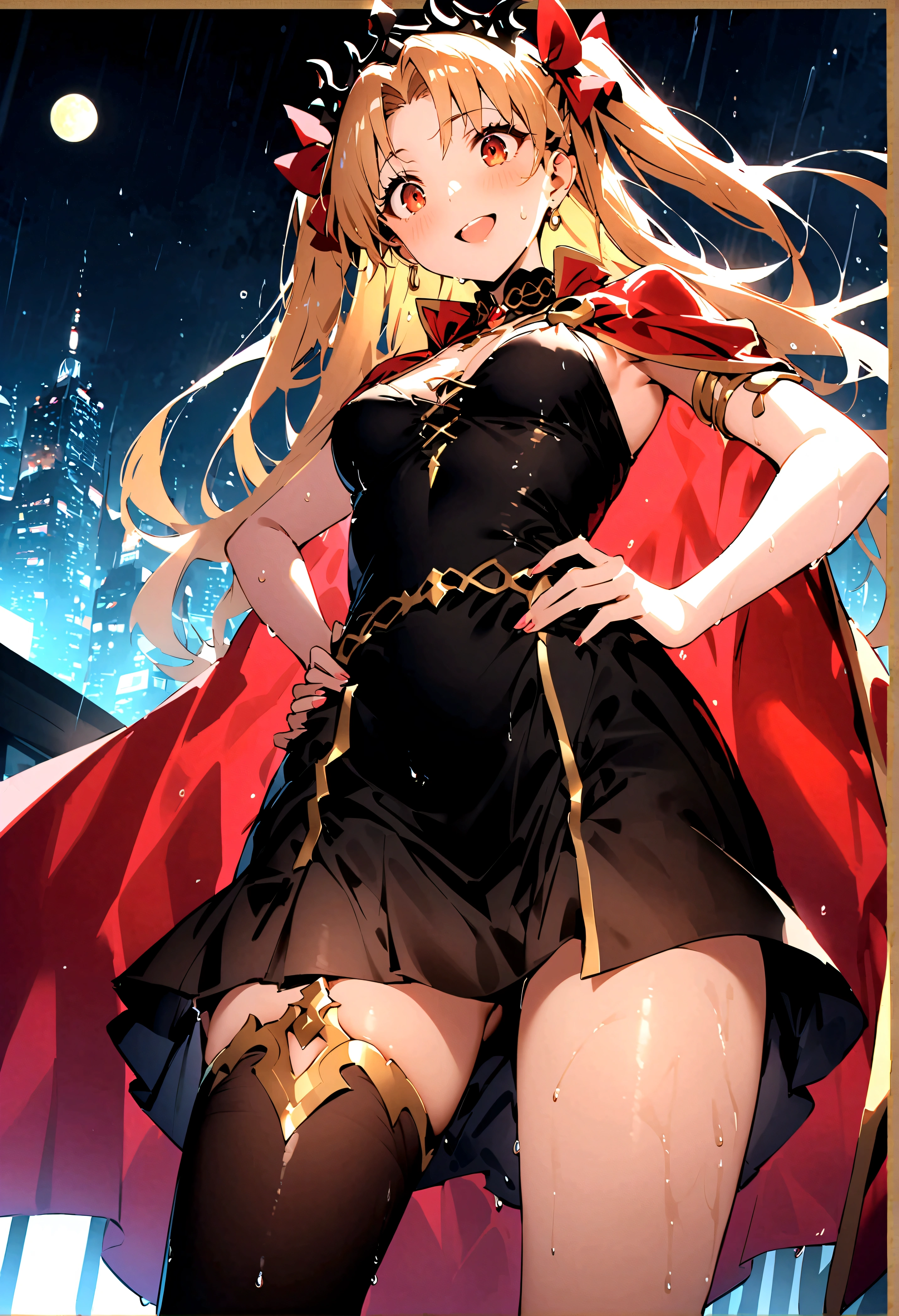 score_9,score_8_up,score_7_up,score_6_up,source_anime, shiny, 1girl, large breasts, (masterpiece:1.2), best quality, absurd res, ultra detailed ,anime,game cg, bottomless, looking_at_viewer, curvy, embarrassing, cute face, pussy juice, standing, bottomless,open stance, breasts out, bare breasts, 
