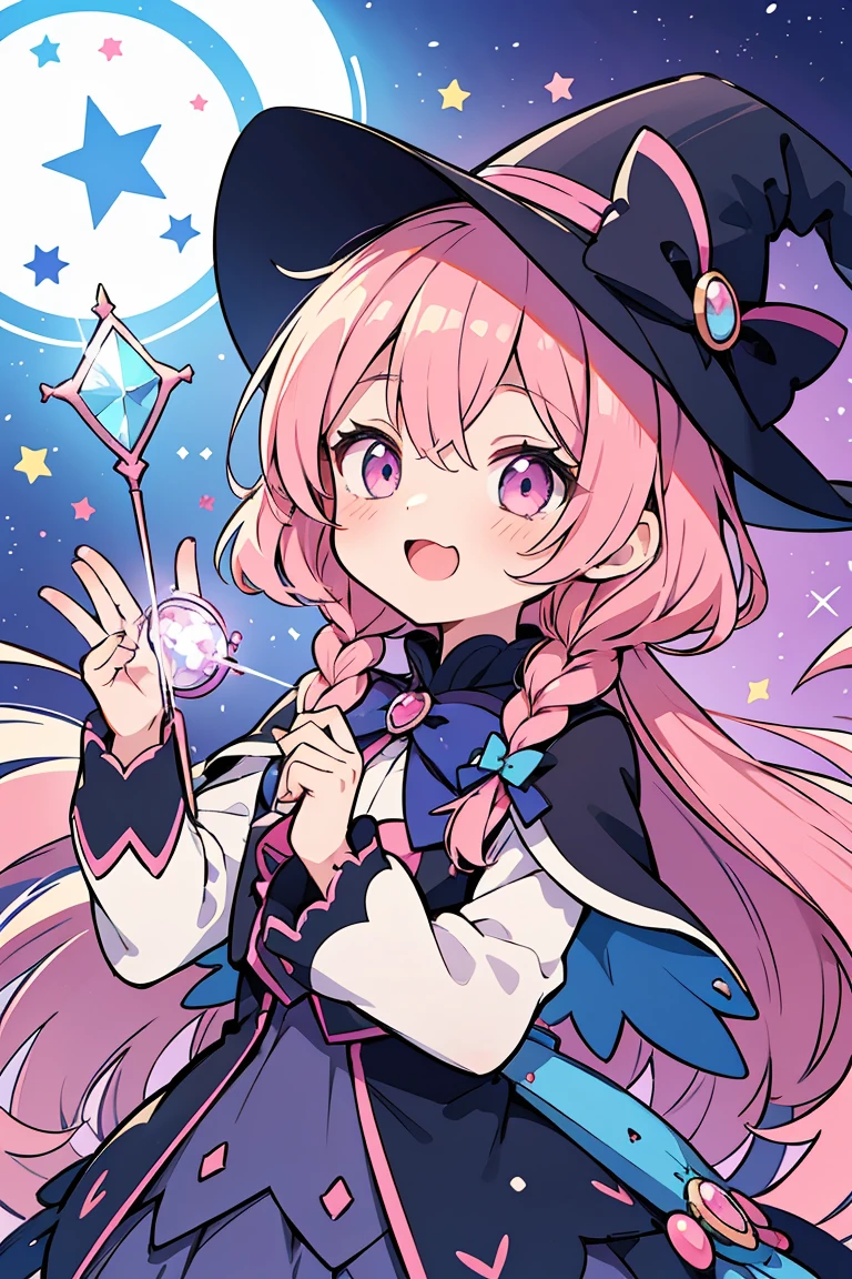 Pink hair and a blue hat、Anime Girls, Black Magician Girl, portrait of Magical girl, I also make fan art, Splash art anime , Anime Moe Art Style, Zerochan Art, Magical girl, Favorite character, Happiness Bravery Magic Cuteness, Lucy, Magical girl anime mahou shojo, Pubic Pose
