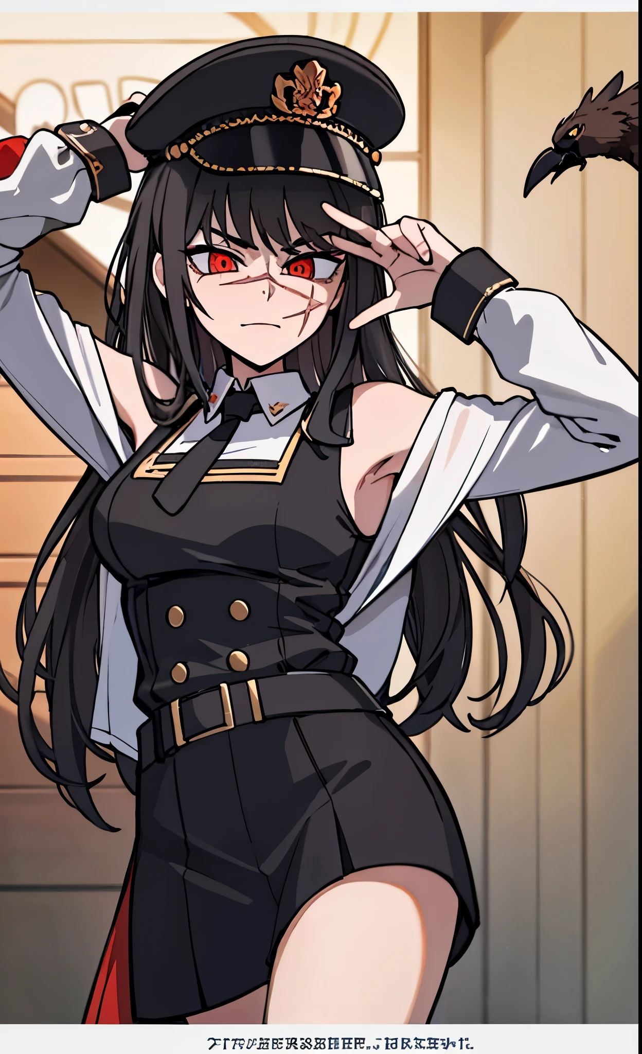 a beautiful young woman in her 20s, long black hair, red eyes, glasses, wearing a long coat, a detective, maniacal grin, cool, cute, big breasts, sexy, (best quality,4k,8k,highres,masterpiece:1.2),ultra-detailed,(realistic,photorealistic,photo-realistic:1.37),portrait,dark fantasy,dramatic lighting,moody atmosphere,cinematic,vibrant colors,intricate details