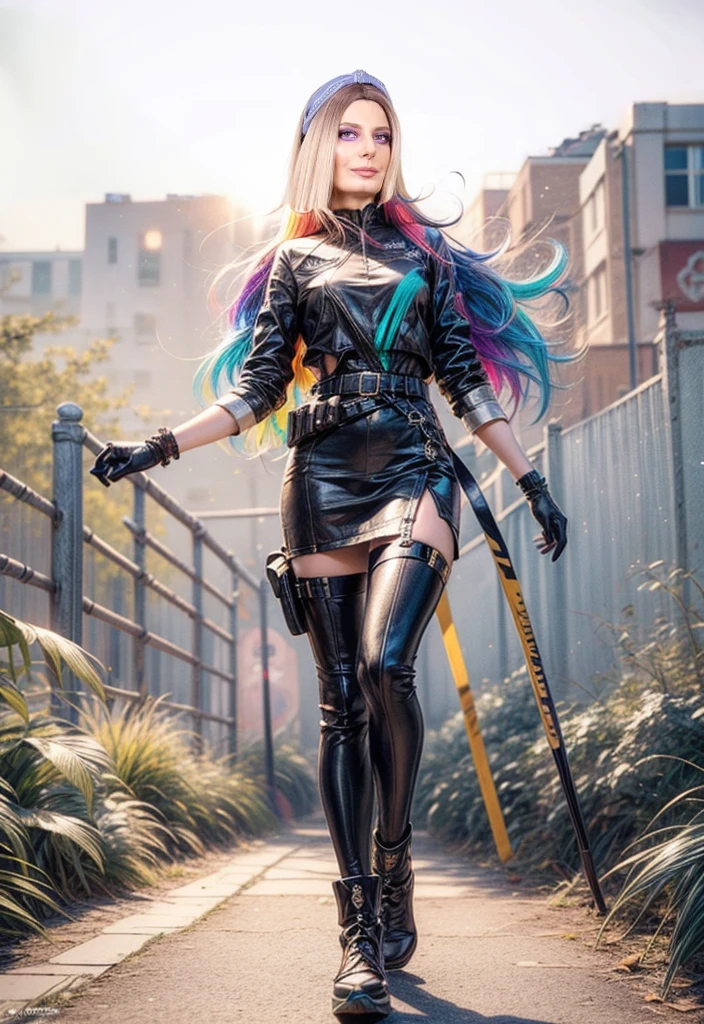 {{masterpiece}}, Best quality, чрезвычайно подробные обои CG Unity 8k, Cinematic lighting, lens flare, beautiful detailed eyes, black, side view, multicolored hair, Colorful light, particles, heterochromia, (Colorful:1.5), (Colorful hair:1.5),