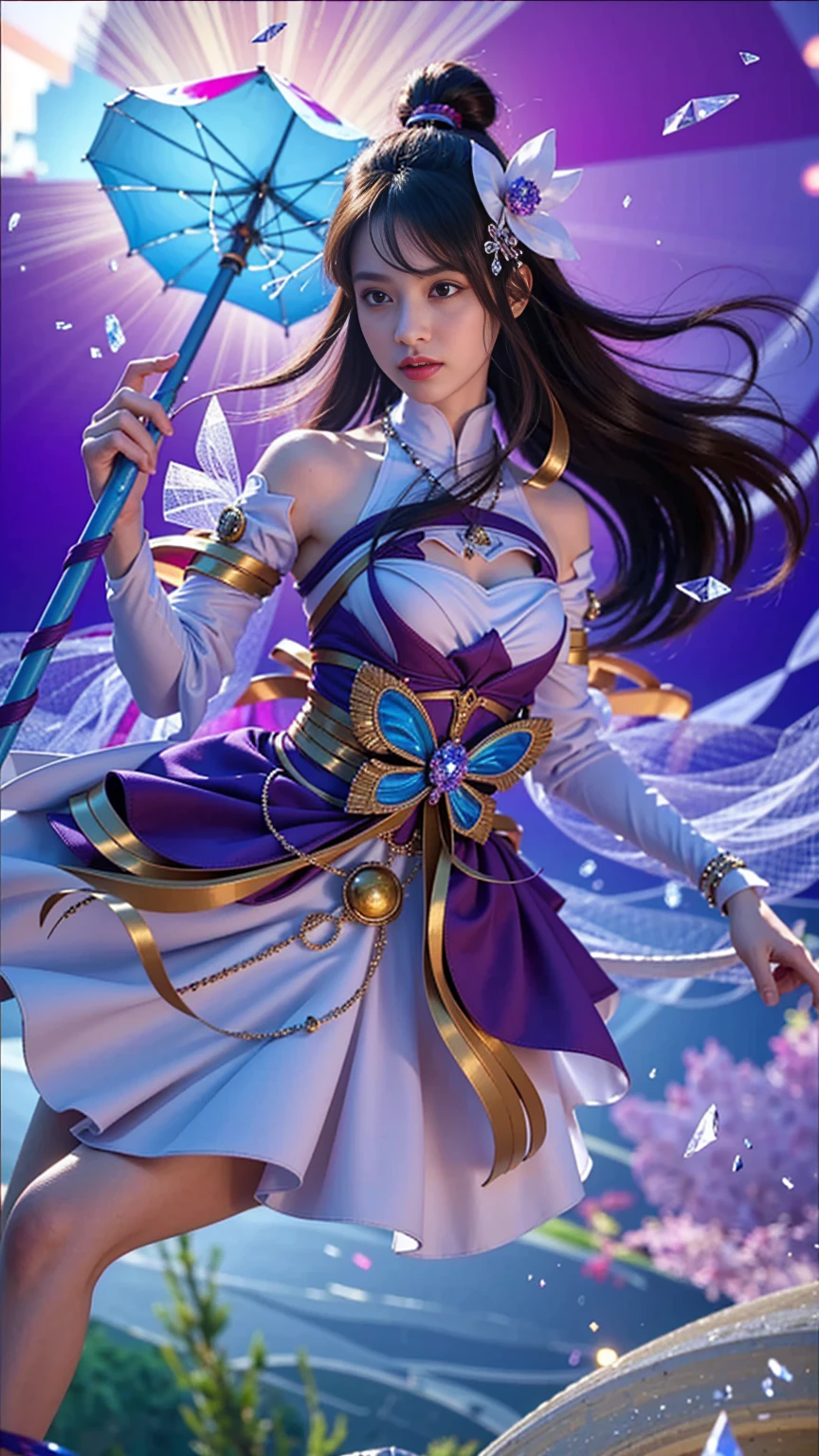 ((Masterpiece, best quality:1.5)), (photorealistic:1.30), ((highres, wallpaper 8k, detail Texture, color details, crystal skin details, Glowing skin, detail face, detail body, detail Hand, detail finger, Very clear details, Fine details, ferpect lighting, micro detail Texture)), 1girl, solo, long hair, purple eyes, purple eyes,