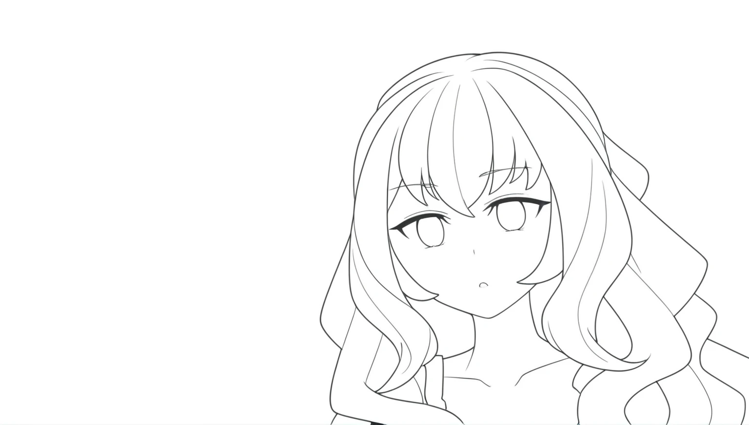 Long pink hair, Big eyes anime girl, Clear anime silhouette, thick Line Art, simple Line Art, thick Line Art, Flat anime-style shadows, clean Line Art, thick black Line Art, perfect Line Art, Anime Shadows), Line Art!!, Line Art, Thick outline, Anime Shadows, Delicate anime soft face, variable Line Art, intense Line Art