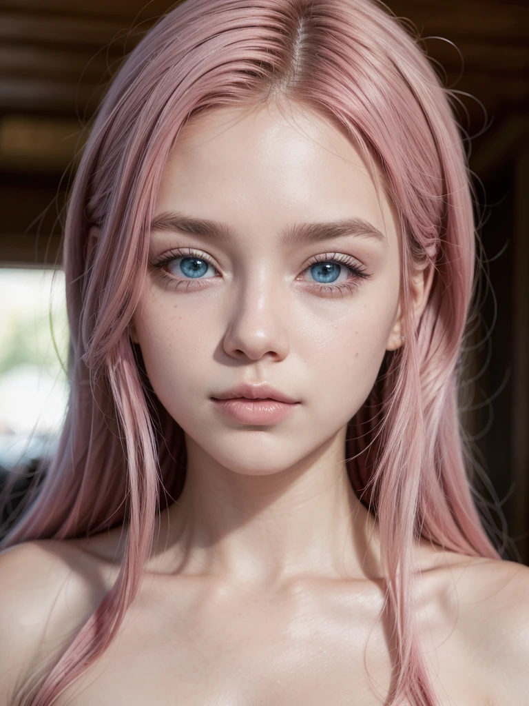 Brazilian, 20 year, role model, pink hair and blue eyes