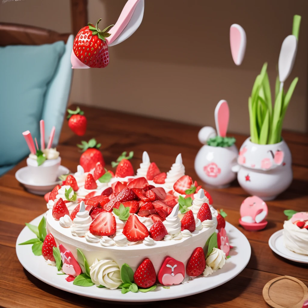 Bunny ears，football，cake，strawberry，chili