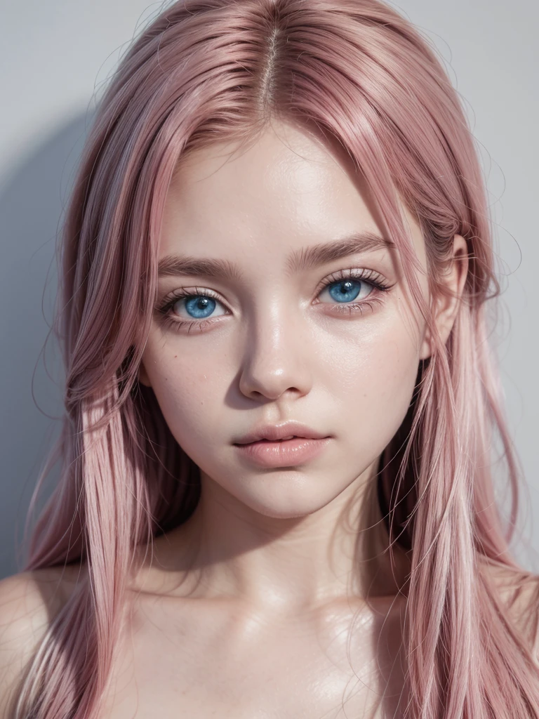 Brazilian, 20 year, role model, pink hair and blue eyes