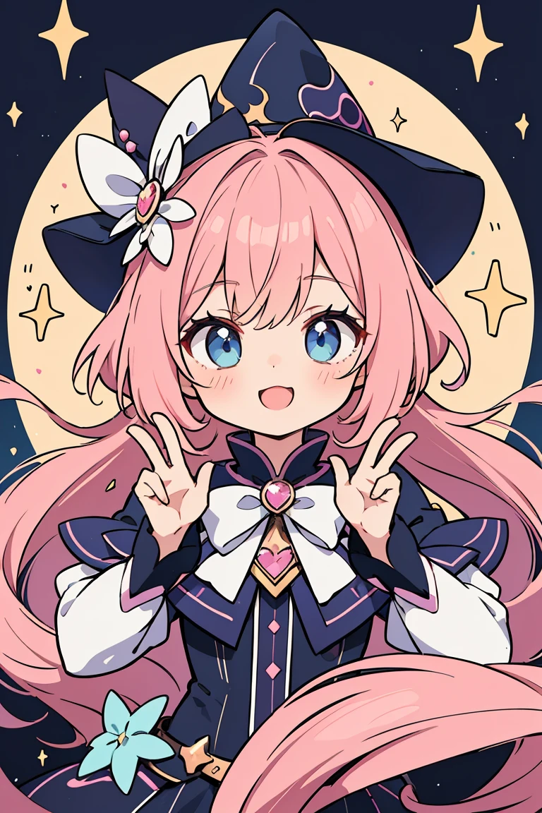 Pink hair and a blue hat、Anime Girls, Black Magician Girl, portrait of Magical girl, I also make fan art , Moe art style, Zerochan Art, Magical girl, Favorite character, Happiness Bravery Magic Cuteness, Lucy, Magical girl anime mahou shojo, Pubic Pose