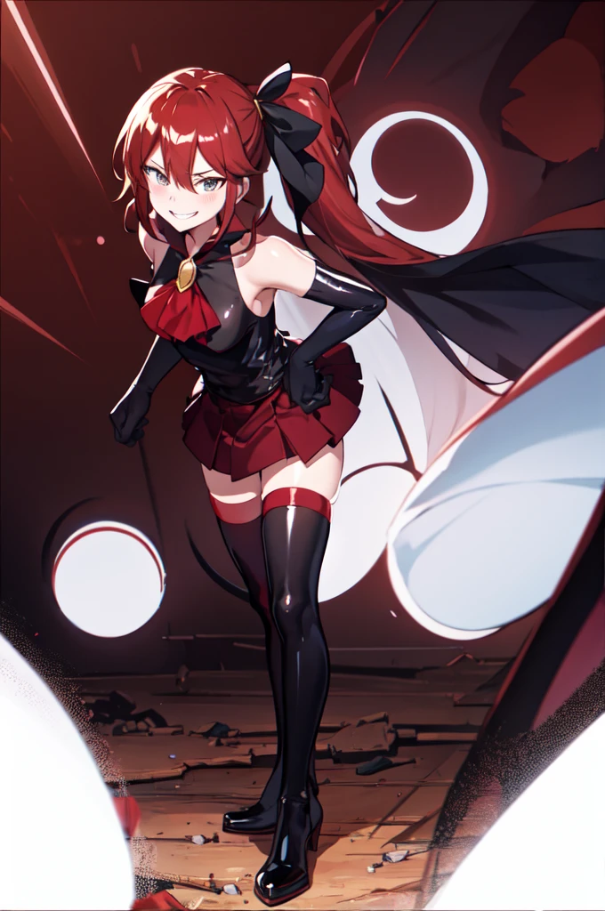pantyjob, panties on , cum all over, cum in mouth, eris greyrat, 1girl, ahoge, bangs, bare shoulders, black footwear, black hairband, black skirt, closed mouth, frilled skirt, frills, hairband, long hair, long sleeves, looking at viewer,, pantyhose, red eyes, red hair, shirt, sidelockackground, skirt, very long hair, white background, white pantyhose, white shirt, commentary request, anho, mushoku tensei