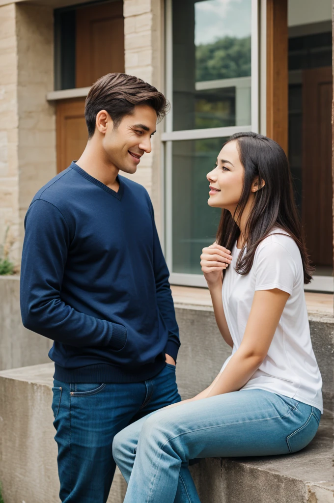 Create man and woman talking each other