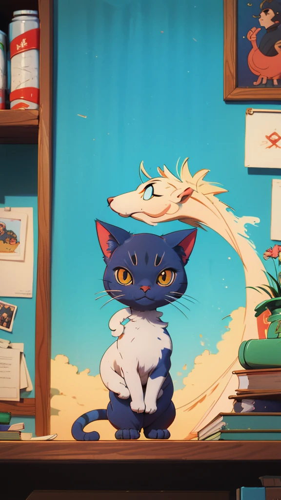 make a card with an illustration based on a humanoid cat for a game
