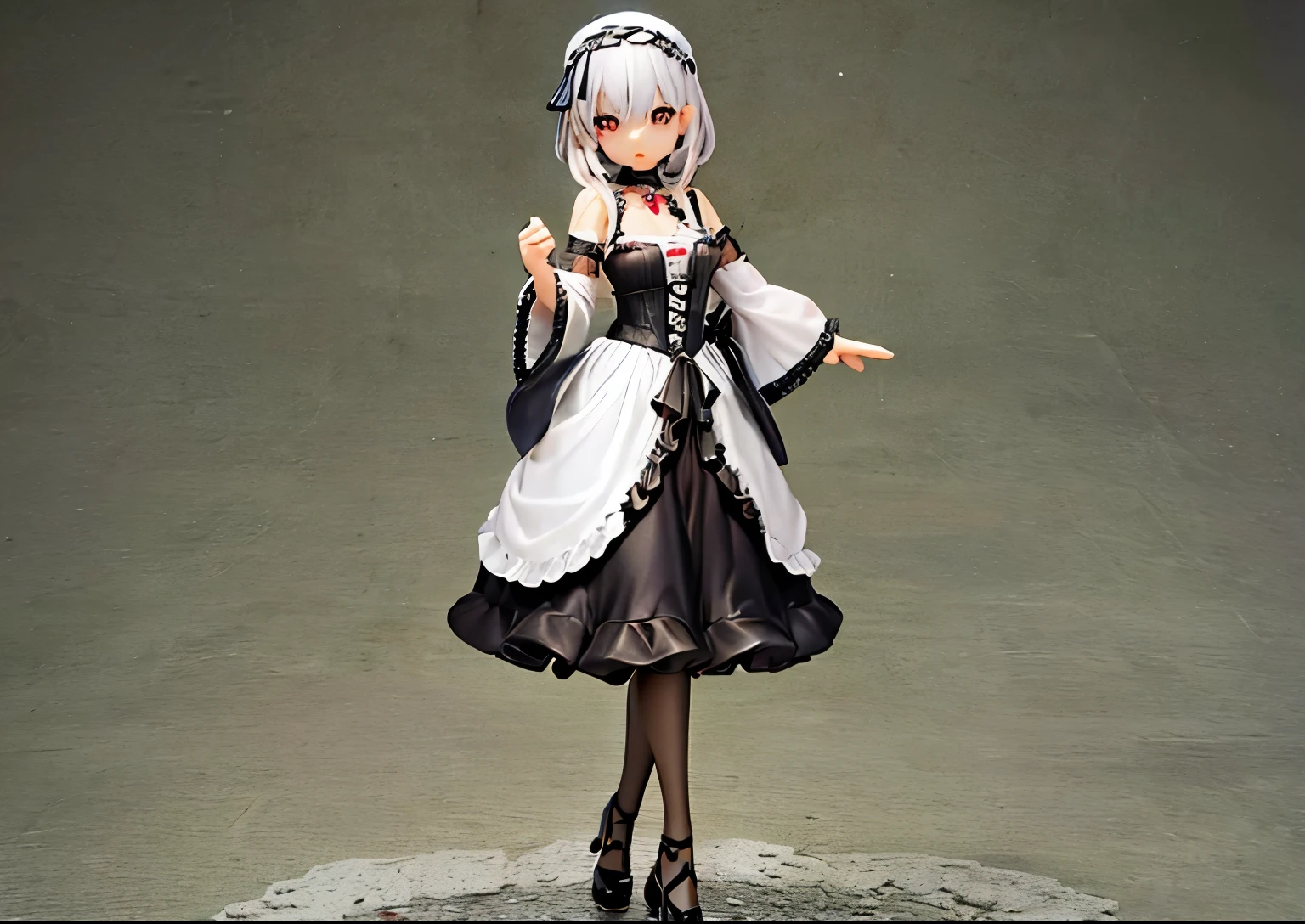 The face is precise(((must))), Miniature of a figure of early 20's Russian girl with aschgray colored hair, head to toe full body, It's in a perfume bottle(((must)))