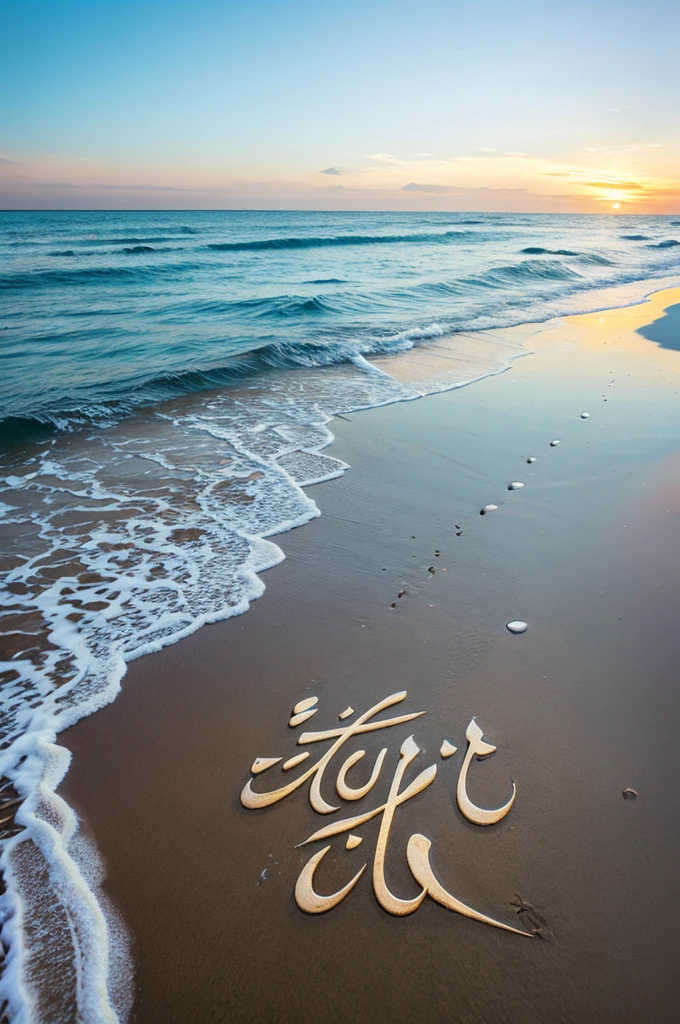 alhamdulillah written by tides on sea water