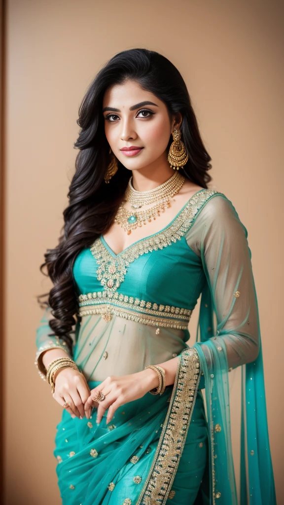 portrait of A confident-looking indian woman princess with long flowing hair, hazel eyes, with flowing see-through royal saree, celebrating Diwali, cracker in hand,deep in hand,rangoli,wearing designer jewellery,palace background, bokeh perfect composition, hyper realistic, super detailed, 8k, high quality, trending art, trending on artstation, sharp focus, photo shoot, intricate details, highly detailed,