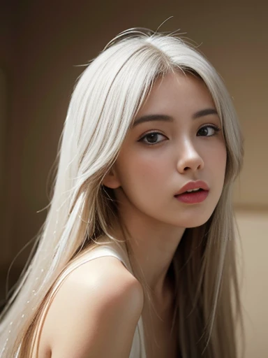 Highest quality，masterpiece，Ultra-high resolution，（realism：1.4），RAW Photos，1 Girl，Long white hair，Facial highlights，Pure，woman's，Flushing，18-year-old，18-year-oldの女子クラスメイトが微笑んだ.，Pure，ผู้Pure，（Highest quality，8ก，masterpiece:1.3），Face like goose eggs，Big eyes，Long eyelashes，Exquisite（Realistic live-action），Starry Eyes，The ultimate face，Realistic lighting and shadows，Distinct facial features，White skinน้ำนม，White skin， Highly detailed leather， Realistic skin detail， Pores are visible，（Super Detail），（Perfect body：1.1），Long white hair，（dynamic post），((Dynamic Background((Volumetric Light：1.3))，big ，big deep breasts，Pink floral long dress，slowly，Dashing，Ideal girlfriend，Ocean，Stand up on your own two feet，Long legs，Zhongguang City
