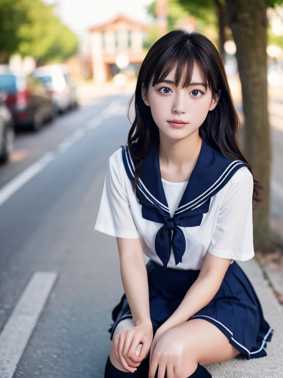 beautiful japanese girl, (highest quality:1.4), (Very detailed), (Very detailed美しい顔), Look forward, japanese sailor suit, Great face and eyes, iris,Medium Hair, Black Hair, (Sailor suit, school uniform:1.2), Short sleeve,Smooth, Very detailed CG synthesis 8k wallpaper, High-resolution RAW color photos, Professional photography, Light, BackLight, dream-like, impressive, Written boundary depth,Beautiful Japanese Girl, (Highest quality:1.4), (Very detailed), (Very detailed美しい顔), look forward to, 日本のSailor suit, Great face and eyes, iris,Medium Hair, Black Hair, (Sailor suit, school uniform:1.2), Short sleeve,Smooth, Very detailed CG synthesis 8k wallpaper, High-resolution RAW color photos, Professional photography, Light, BackLight, dream-like, impressive, Written boundary depth,over-the-knee socks,mini skirt