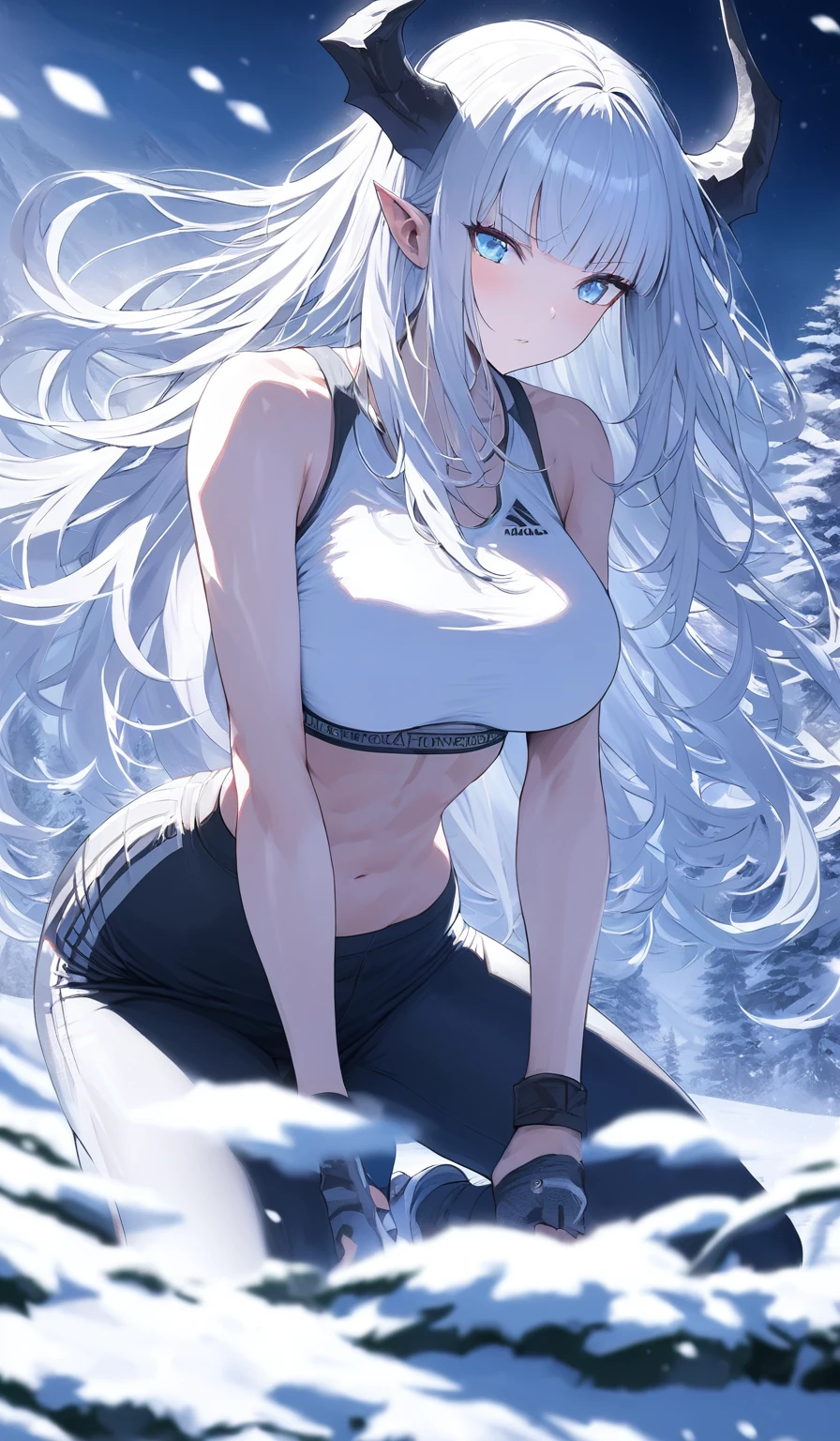 (best quality, masterpiece), 1 girl, centaur, It takes, White skin, Korean , expose belly button,sports bra, 아름다운 소녀 perfect wolf photo, perfect wolf photo