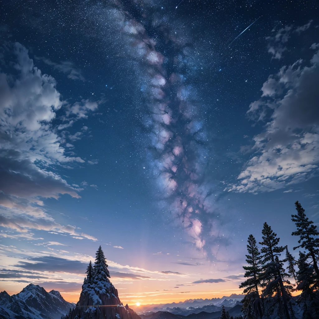 realistic night sky, starry night, full moon, mountains silhouettes, glowing clouds, dramatic lighting, wide angle shot, cinematic composition, high contrast, deep shadows, vivid colors, (best quality,4k,8k,highres,masterpiece:1.2),ultra-detailed,(realistic,photorealistic,photo-realistic:1.37),8k resolution, award winning photography, professional camera, stunning landscape