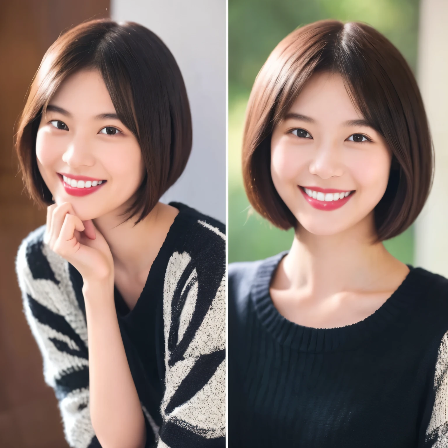 253 18-year-old female, (short hair),lipstick, smile