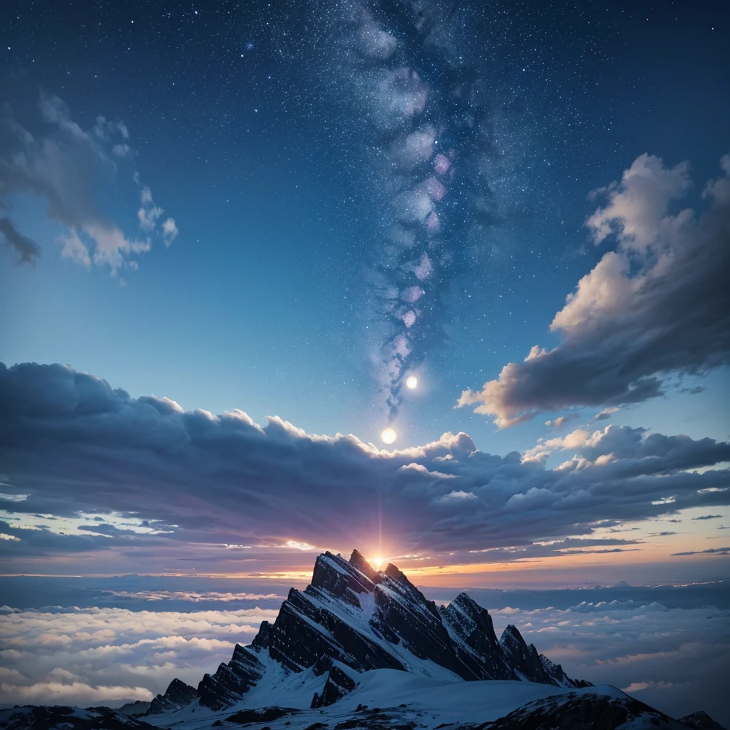 realistic night sky, starry night, full moon, mountains silhouettes, glowing clouds, dramatic lighting, wide angle shot, cinematic composition, high contrast, deep shadows, vivid colors, (best quality,4k,8k,highres,masterpiece:1.2),ultra-detailed,(realistic,photorealistic,photo-realistic:1.37),8k resolution, award winning photography, professional camera, stunning landscape