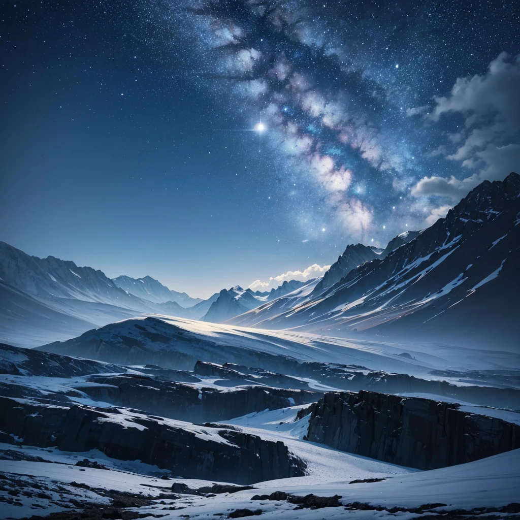 realistic night sky, starry night, full moon, mountains silhouettes, glowing clouds, dramatic lighting, wide angle shot, cinematic composition, high contrast, deep shadows, vivid colors, (best quality,4k,8k,highres,masterpiece:1.2),ultra-detailed,(realistic,photorealistic,photo-realistic:1.37),8k resolution, award winning photography, professional camera, stunning landscape