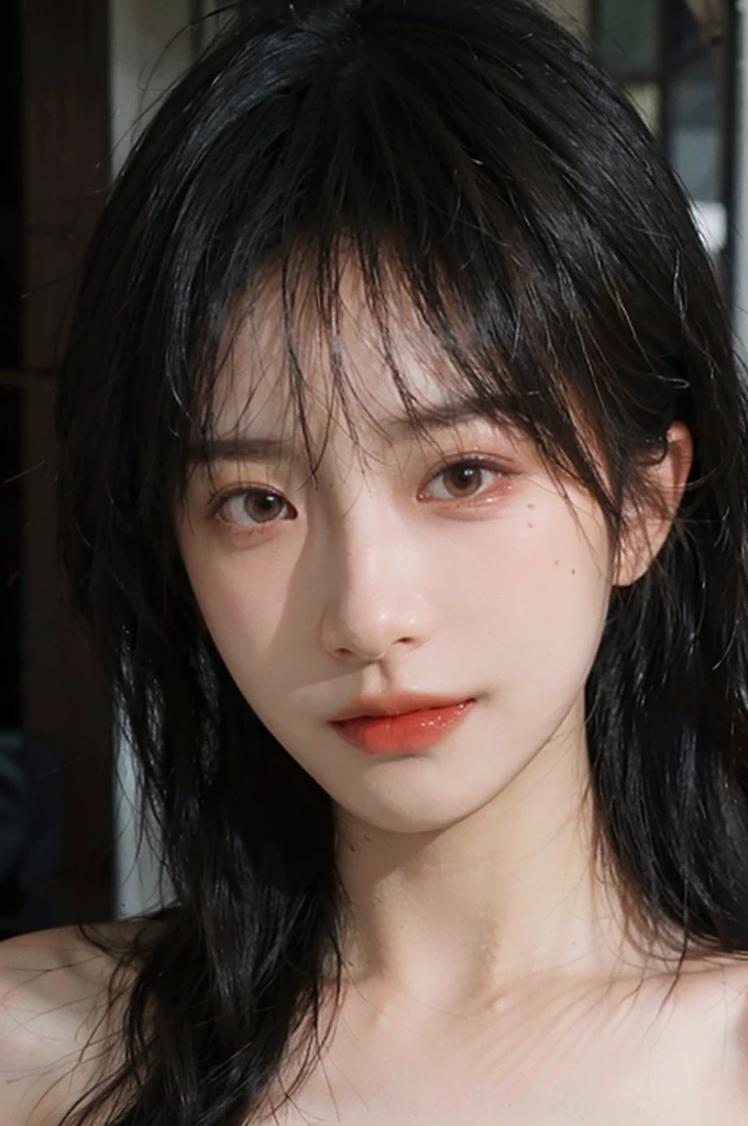 (Skin details:1.4), (smooth skin textures:1.3), Lipstick, background,海滩background, Direct vision, earrings, serene, calm, (Realistic and detailed eyes:1.2), Natural skin texture, Realistic facial details, Soft dramatic lighting, Vivid details, 35 mm film, outdoor, (Photo Practical:1.4), (hyper Practical:1.4), (Practical:1.3), (Smoother lighting:1.05), (Improve lighting quality:0.9), (Highest quality real skin textures:1.4), Exquisite eyes, Delicate face, Close-up of face, (Enhance the beauty of skin texture:1.1), Hair details, normal body ratio, Model, Moles under the eyes, thinking, A faint smile,公园background,Portrait Photography, Depth of Field, Bokeh, Surrealism, Ray Tracing, (Portrait Photography:1.1), Surrealism, High Detail, Chiaroscuro, Ray Tracing, reflected light, Ultra HD, Ultra HD, masterpiece, Textured Skin, Super Detail, High Detail, high quality, best quality