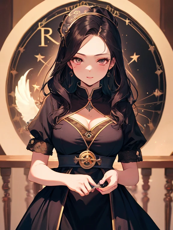 Fortune Telling House, Horoscope, fortune teller, astrologer, android１８Number, (masterpiece), highest quality, 1girl, uhd, retina, masterpiece, ccurate, anatomically correct, textured skin, super detail, high details, high quality, best quality, highres, 4K