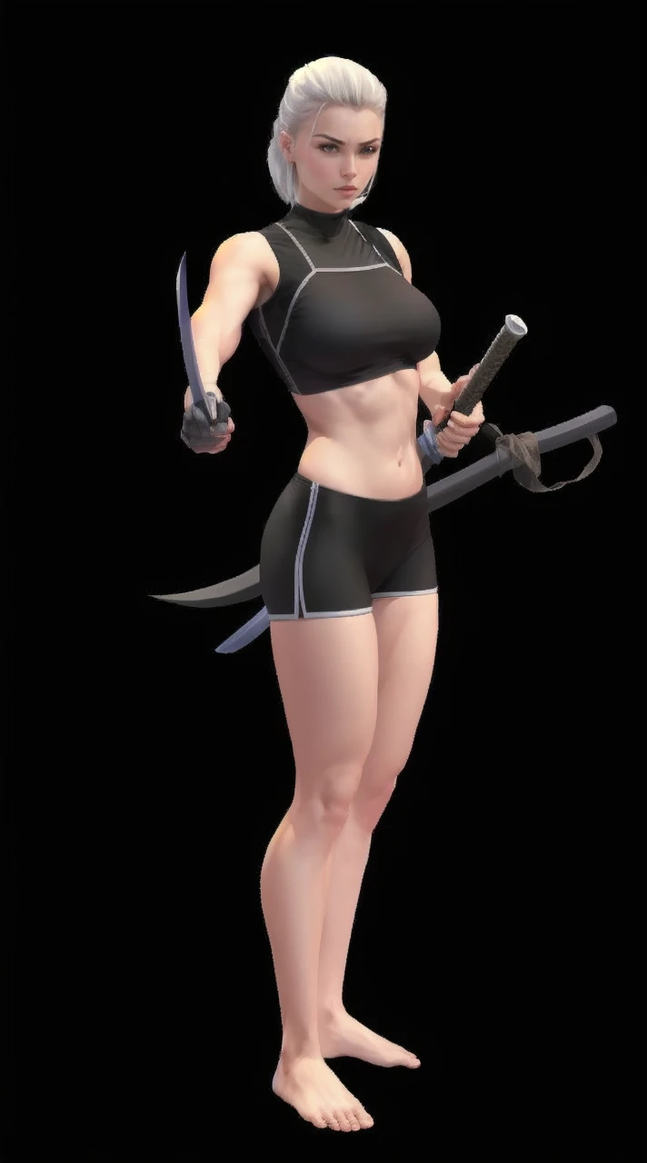 Musclar women holding katana