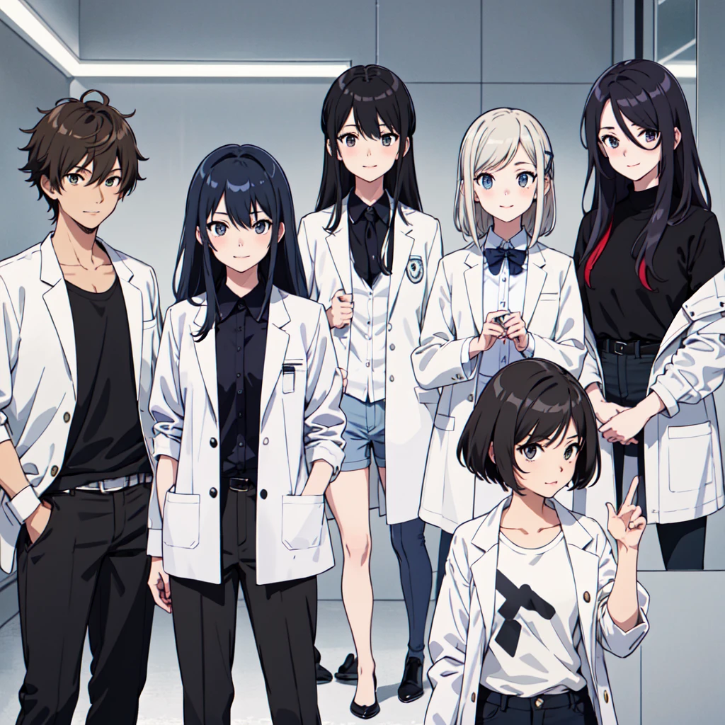 masterpiece,high quality,
anime art style,looking at viewer,smile,
ADDBASE,3 people,
yukinoshita yukino,1girl,long hair,,open jacket,ribbon,white shirt,
ADDCOL,3 people,
yuigahama yui,1girl,short hair,open jacket,,ribbon,white shirt,
ADDCOL,3 people,
hiratsuka shizuka,1girl,long hair,teacher,labcoat,black shirt,white coat,black hair,black pants,