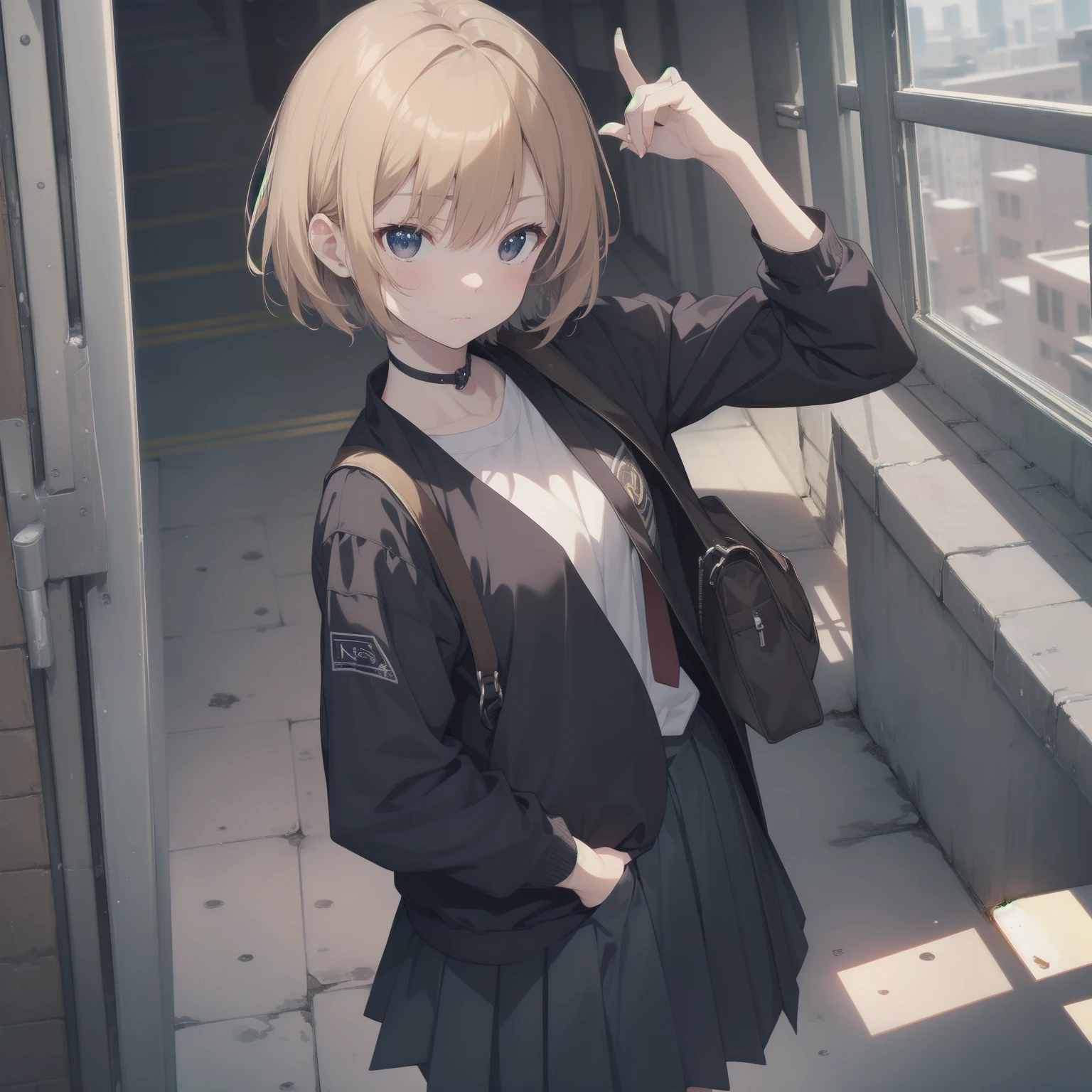 ultra-absurdres-Top quality by artist God, ultra-detailed, high resolution, anime moe artstyle, best anime 8k konachan wallpaper, pixiv contest winner, pool:2810, perfect ???????,break, 1girl, (Please draw a girl walking sleepily to school alone. )break,(Solo,little female, 13-year-old:1.3),Full limbs, complete fingers,a junior high school student, (very short hair), short cut, flat chest, , small butt, small black eyes, beautiful detailed eyes, well-proportioned iris and pupils, expressive eyes, highres detailed hair, soft expression, salor school_uniform, sailor collar, serahuku, bow, pleated skirt,(Detailed Lighting), (Detailed background), in the School commute route. break,super detailed skin, Best cinematic lighting powered by famous artist, 8k,beauty illustration,photoshop_(medium),very aesthetic,break,((artist:gomashio_(goma_feet) )), artist:clamp ,artist:carnelian ,artist:kantoku ,