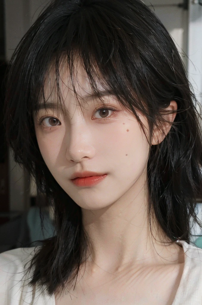 (Skin details:1.4), (smooth skin textures:1.3), Lipstick, background,海滩background, Direct vision, earrings, serene, calm, (Realistic and detailed eyes:1.2), Natural skin texture, Realistic facial details, Soft dramatic lighting, Vivid details, 35 mm film, outdoor, (Photo Practical:1.4), (hyper Practical:1.4), (Practical:1.3), (Smoother lighting:1.05), (Improve lighting quality:0.9), (Highest quality real skin textures:1.4), Exquisite eyes, Delicate face, Close-up of face, (Enhance the beauty of skin texture:1.1), Hair details, normal body ratio, Model, Moles under the eyes, thinking, A faint smile,公园background,Portrait Photography, Depth of Field, Bokeh, Surrealism, Ray Tracing, (Portrait Photography:1.1), Surrealism, High Detail, Chiaroscuro, Ray Tracing, reflected light, Ultra HD, Ultra HD, masterpiece, Textured Skin, Super Detail, High Detail, high quality, best quality