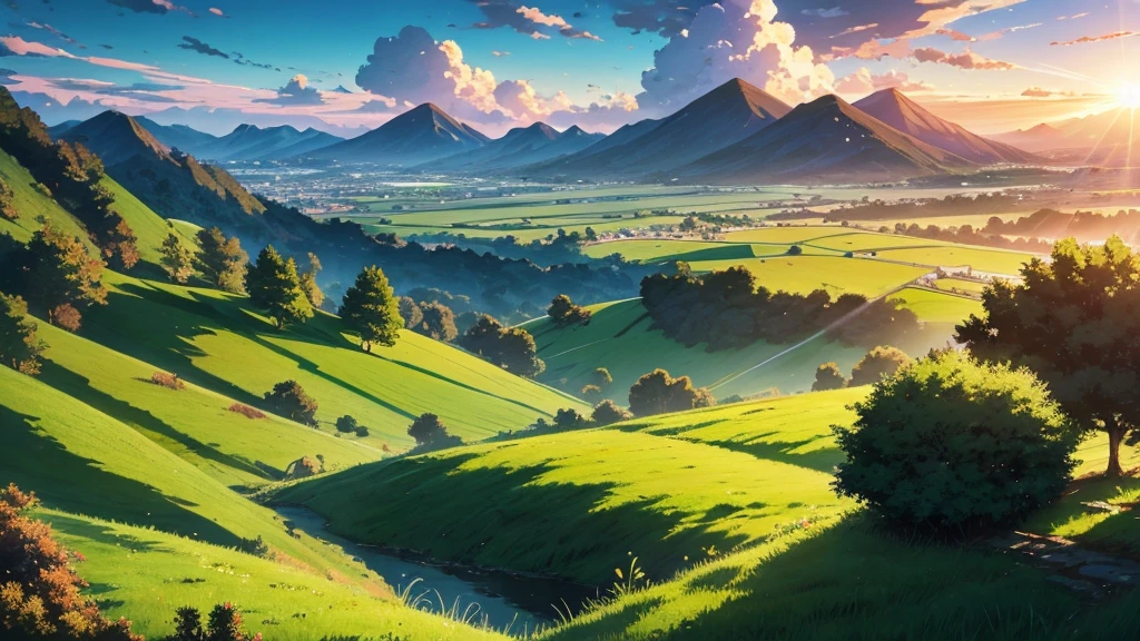 Grass at the bottom, and sky, anime landscape, anime landscape wallpaper, anime scenery, beautiful anime scenery, nature of anime wallpap, anime rural landscape, nature of anime, anime background art, scenery art, anime background, scenery wallpaper, anime cute peace dinner, landscape wallpaper, anime scenery concept art, Beautiful landscape background