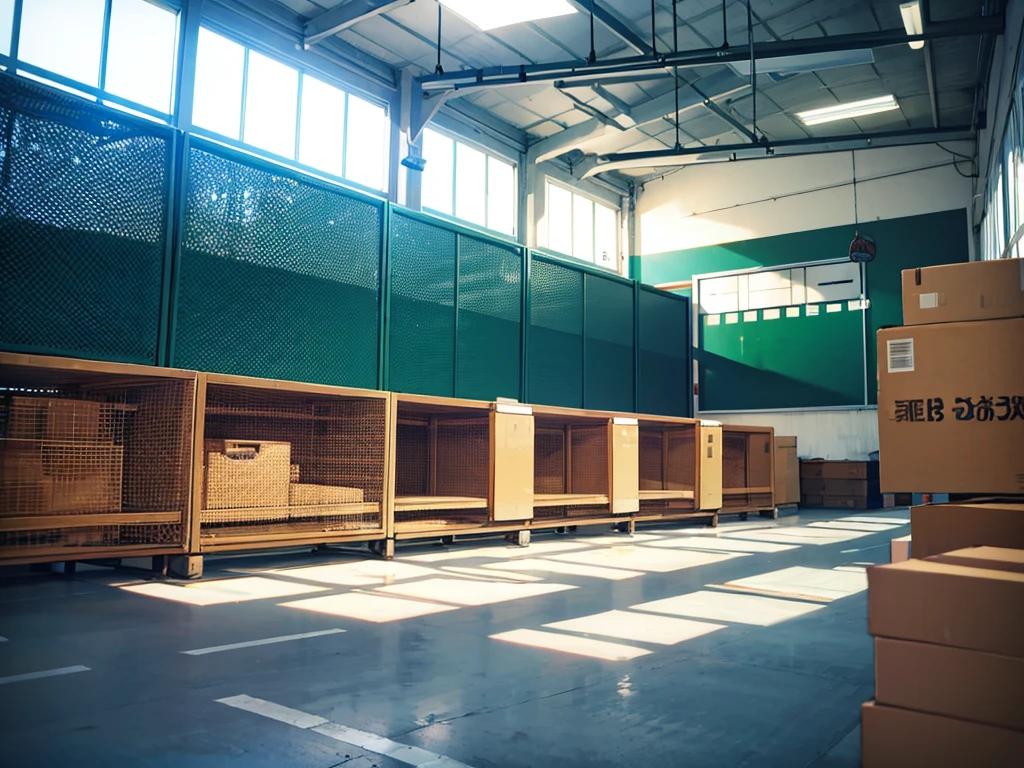 A school warehouse, crates, basketballs