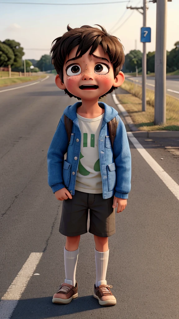 A ??? crying loudly on road