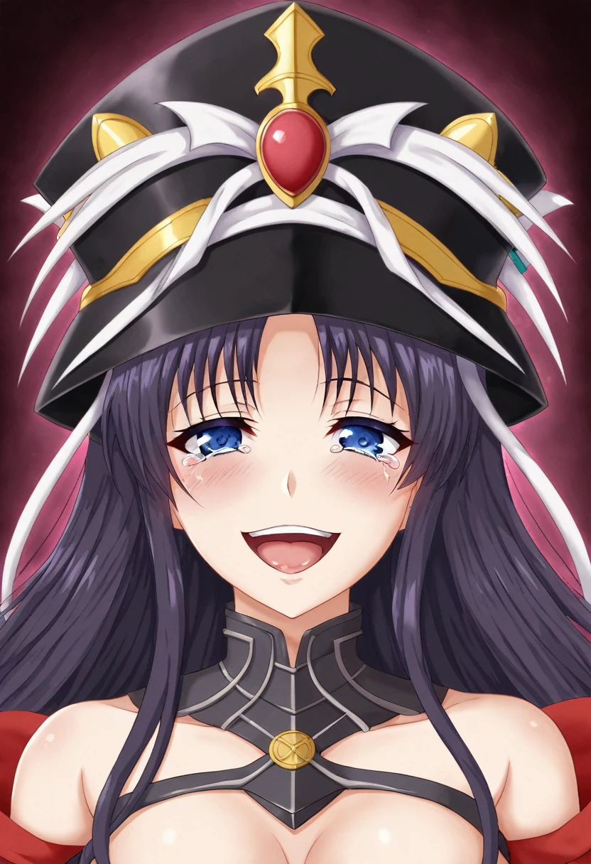 Highest quality, (Background details), High Contrast, One very beautiful woman, Detailed original illustrations、Functional、Delicate face、Warrior、、Ancient Greek helmet、armor、Alluring、Villainess、sexy、Real breasts、Crazy Smile, Crazy Eyes, Head close-up,, Black background, (Black background: 1.5), Beautiful line drawing、Monochrome