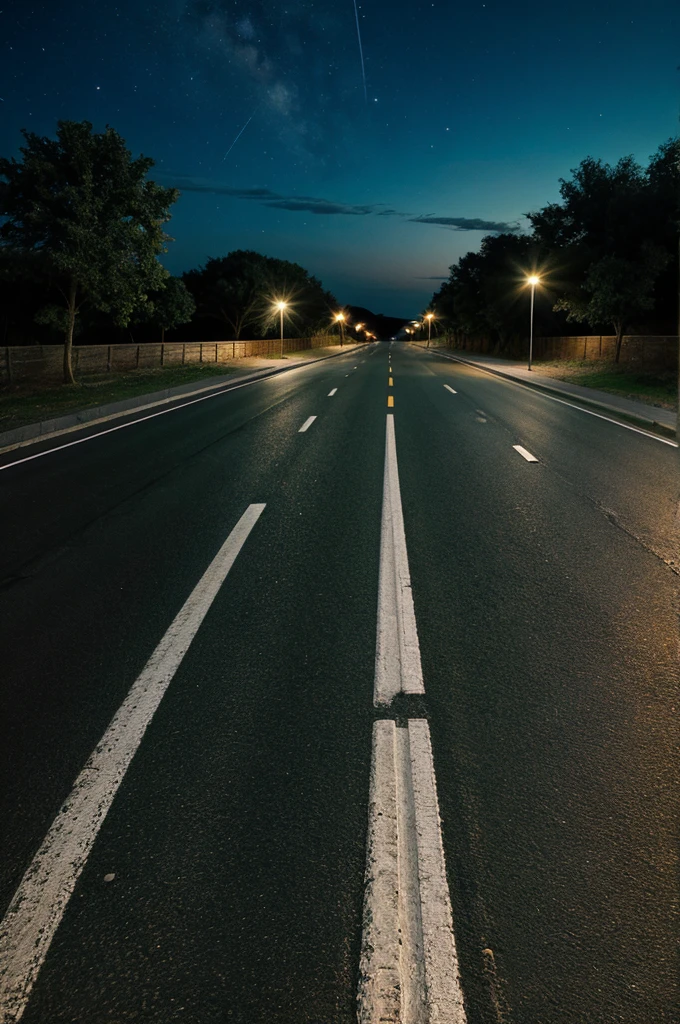 Empty night ti. me road