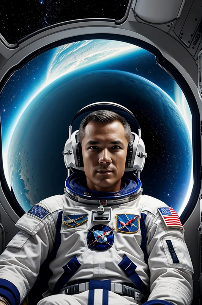 The commander of the human forces in space inside his spaceship