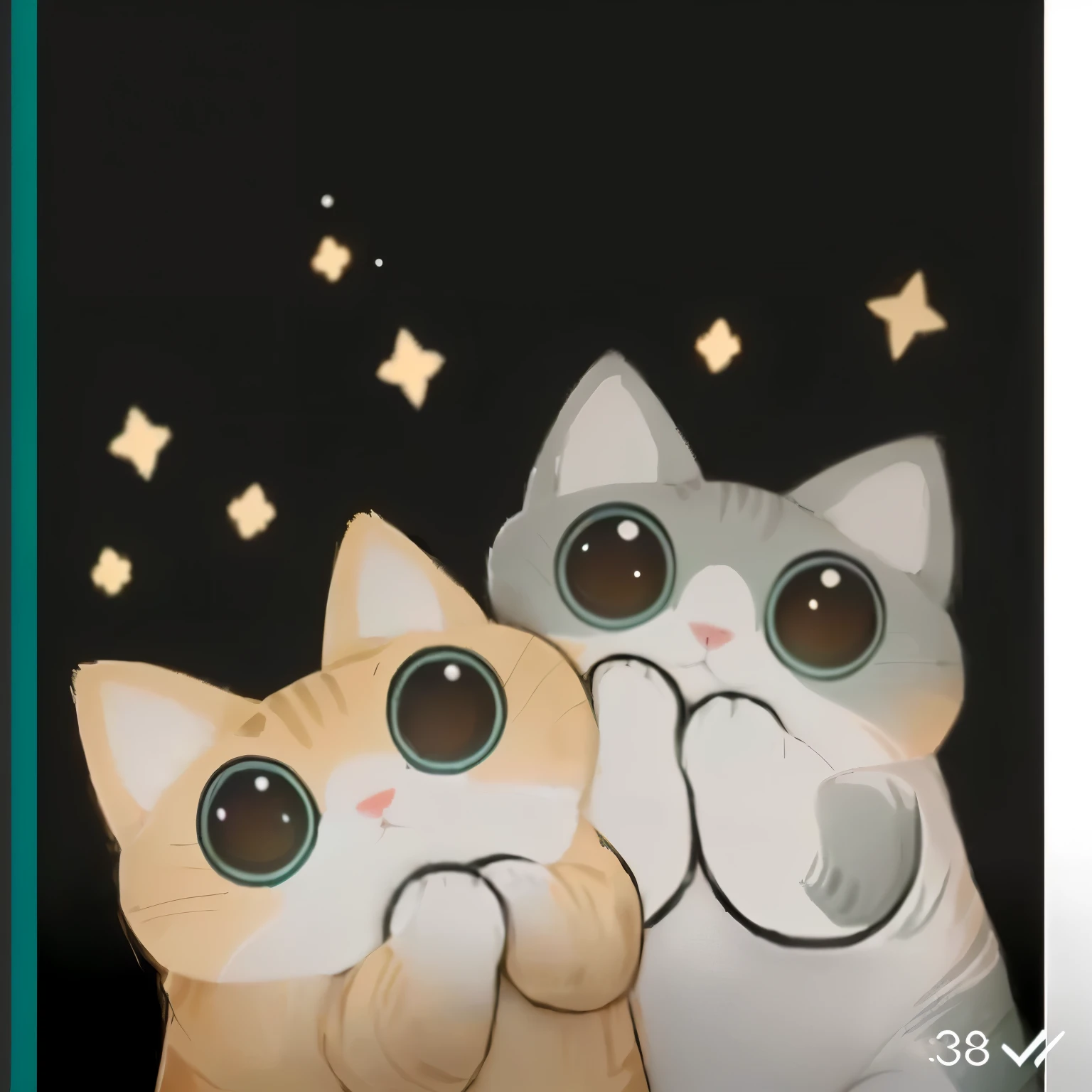 theRe aRe thRee gatos that aRe sitting togetheR in the daRk, cute gatos, illustRation of 1gatos, two gato, 🐋 as 🐘 as 🤖 as 👽 as 🐳, night staRRy sky full of gatos, visual de anime de um gato fofo, nada, ah, gatos, gatosgatosgatos, acRace catoon, telegRam stickeR, R/ah, gatoss