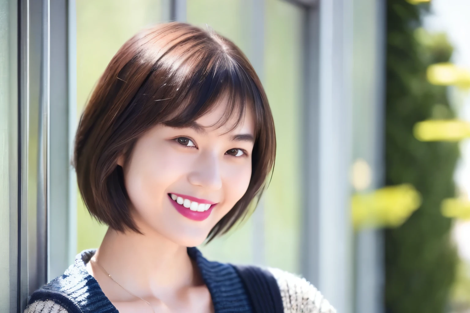 253 18-year-old female, (short hair),lipstick, smile